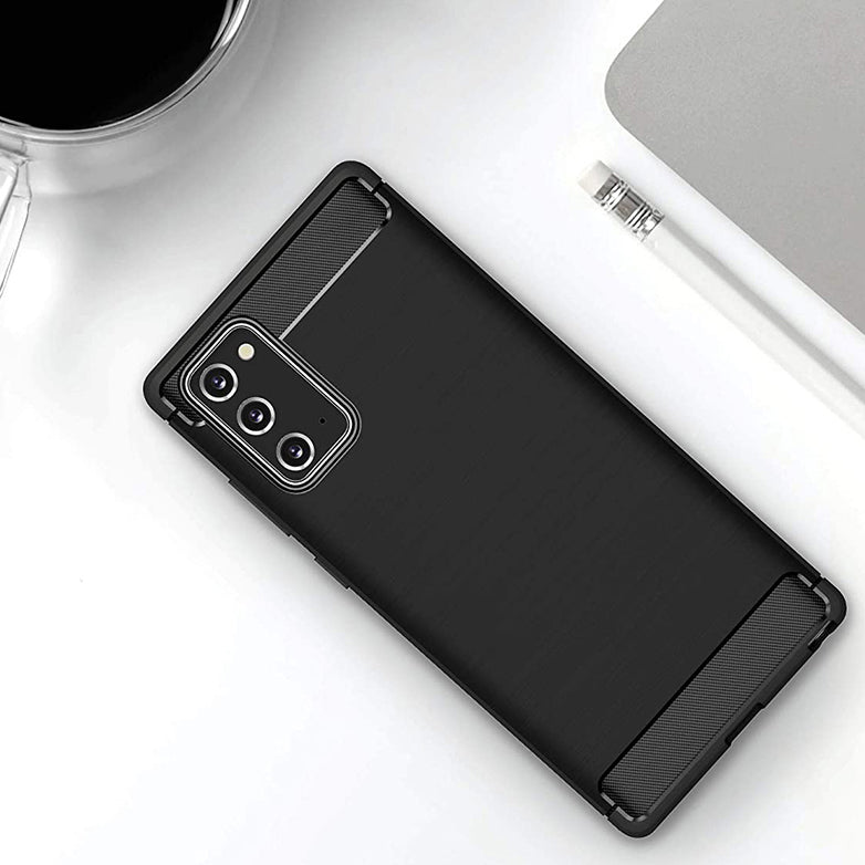 Custodia per Samsung Galaxy Note 20 5G N981 / Note 20 N980, Techsuit, Carbonio, Nera