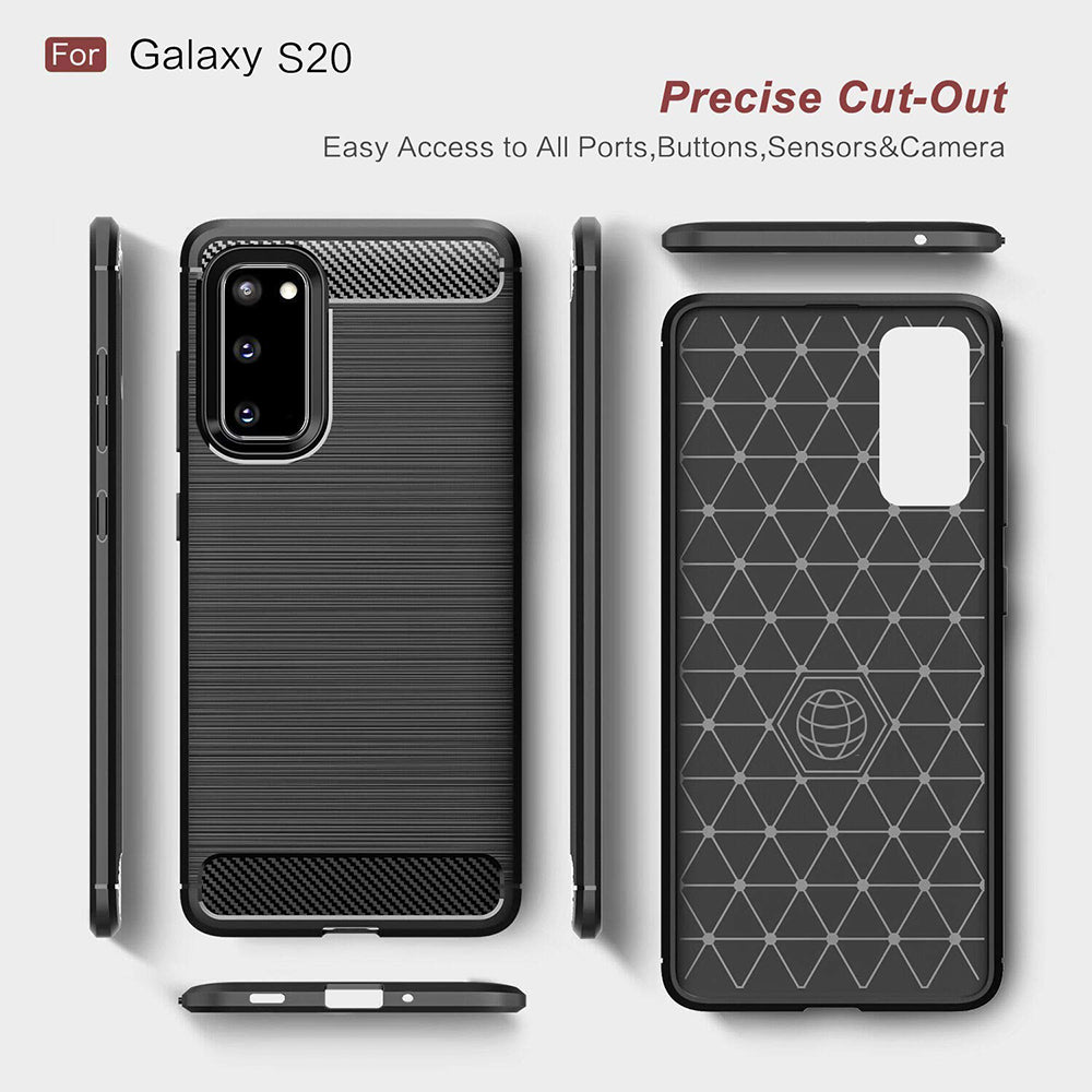 Custodia per Samsung Galaxy S20 5G G981 / S20 G980, Techsuit, Carbonio, Nera