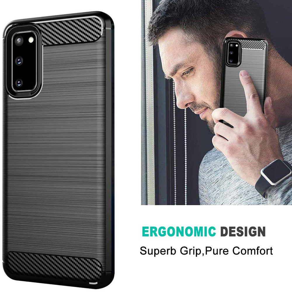 Custodia per Samsung Galaxy S20 5G G981 / S20 G980, Techsuit, Carbonio, Nera