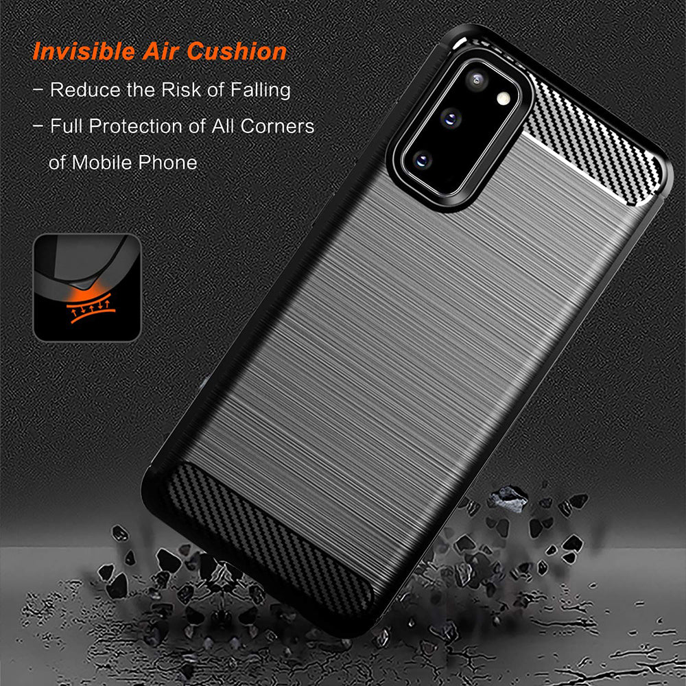 Custodia per Samsung Galaxy S20 5G G981 / S20 G980, Techsuit, Carbonio, Nera
