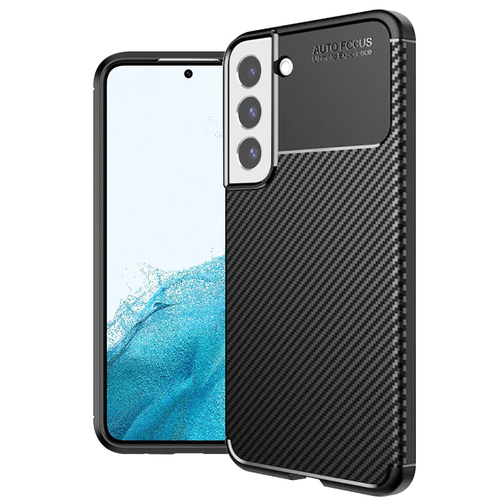 Custodia per Samsung Galaxy S22 5G S901, Techsuit, CarbonFiber, Nera