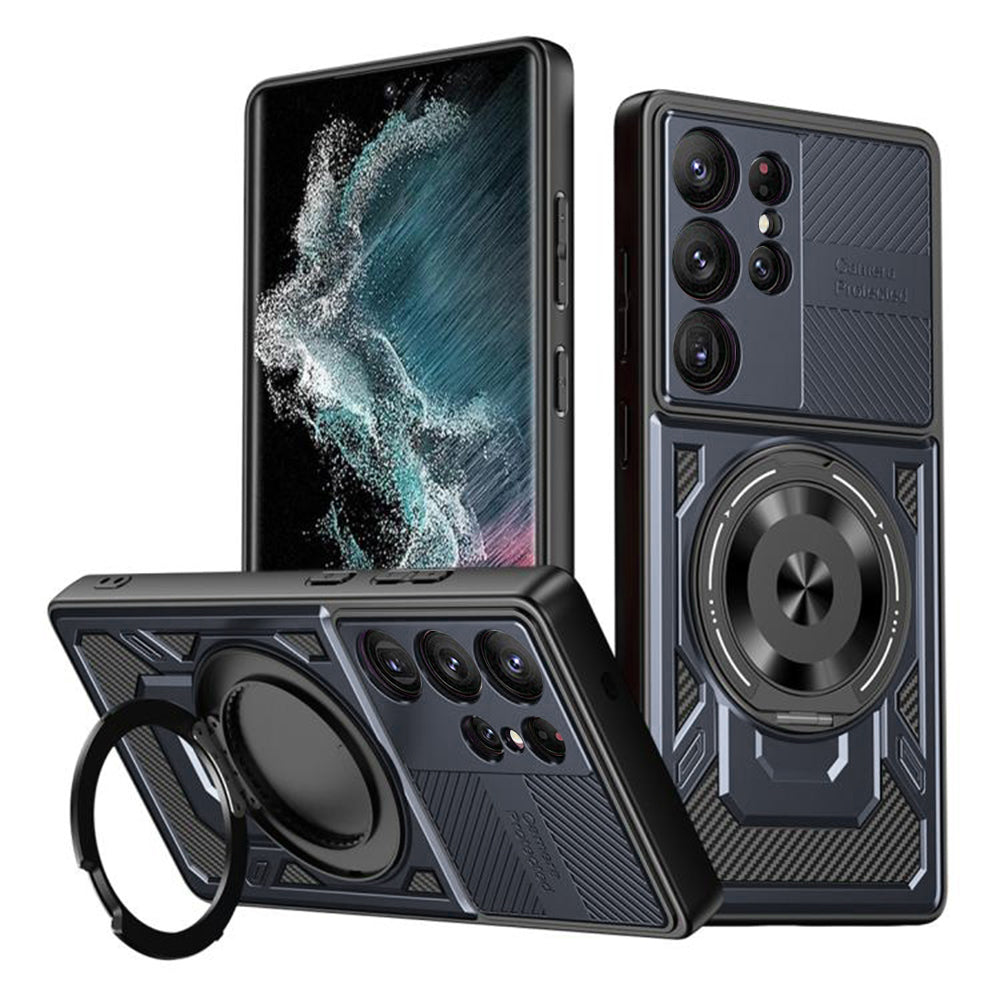 Custodia per Samsung Galaxy S22 Ultra 5G S908, Techsuit, RuggedCam, Blu