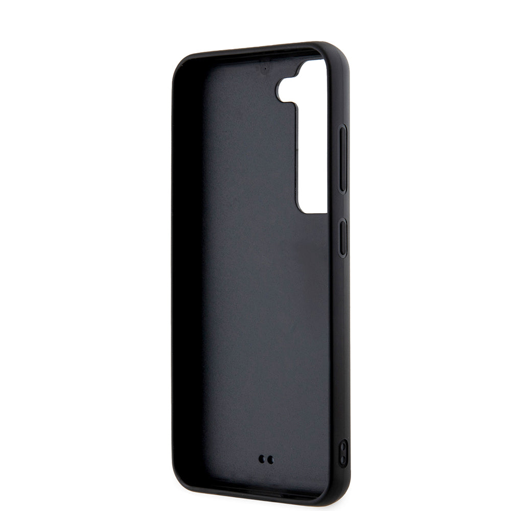 Custodia per Samsung Galaxy S23 S911, Karl Lagerfeld, Logo Glitter in Gomma 3D, Nera