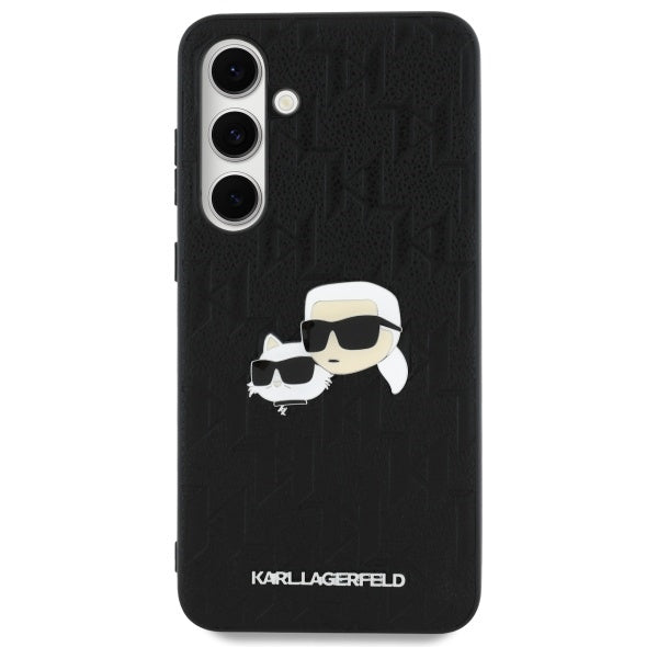 Custodia per Samsung Galaxy S24 FE S721, Karl Lagerfeld, Monogramma Karl & Choupette's Heads, Nera