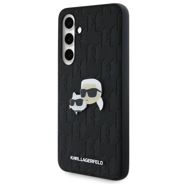 Custodia per Samsung Galaxy S24 FE S721, Karl Lagerfeld, Monogramma Karl & Choupette's Heads, Nera