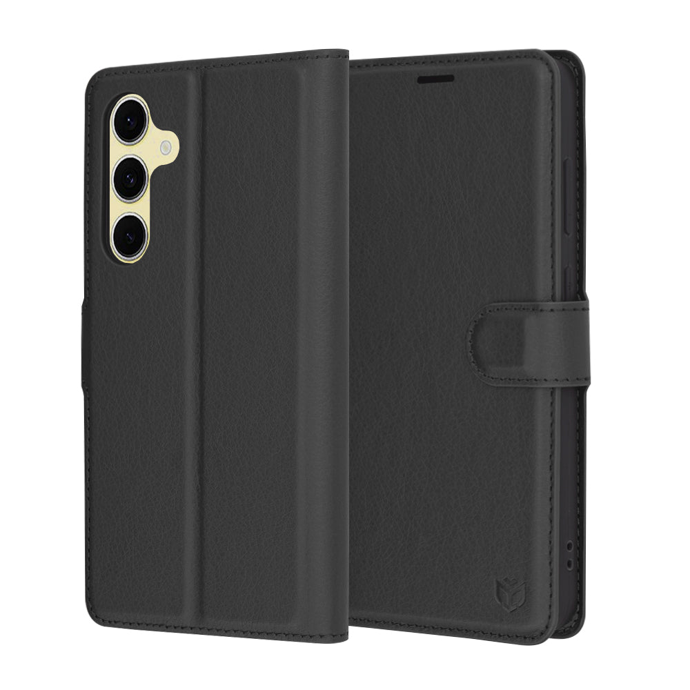 Custodia per Samsung Galaxy S24 FE S721, Techsuit, Leather Folio, Nera