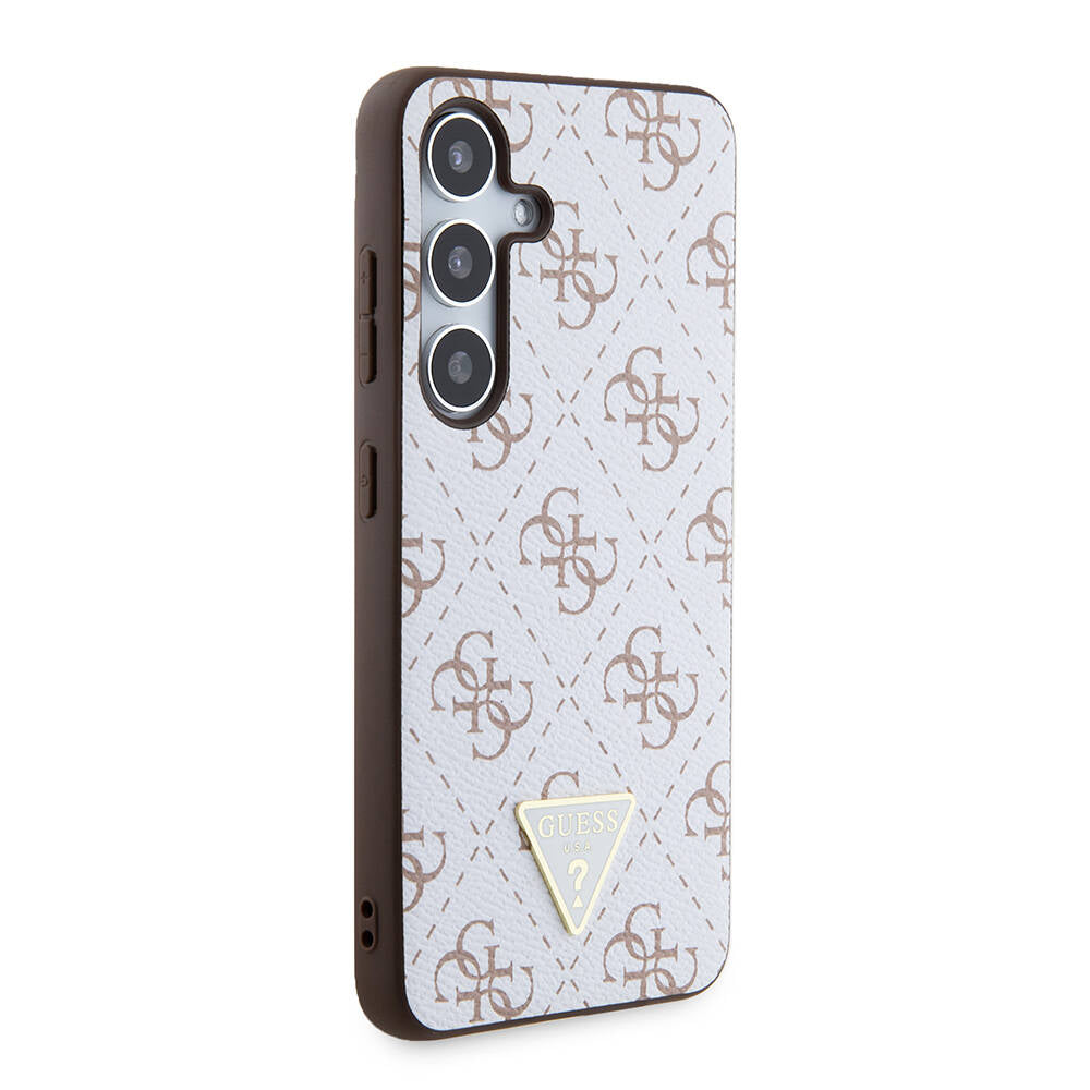 Custodia per Samsung Galaxy S24+ S926, Guess, 4G Triangle Logo, Bianca