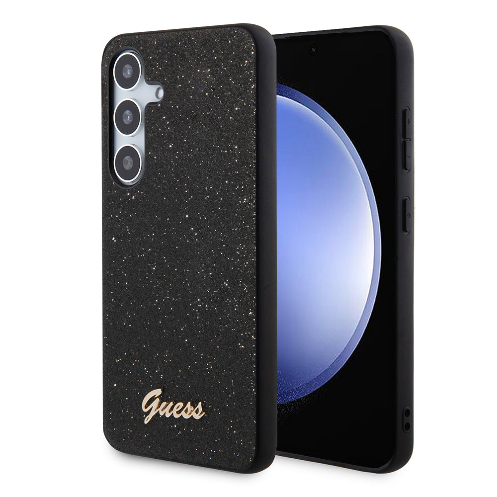 Custodia per Samsung Galaxy S24+ S926, Guess, Glitter Script, Nera