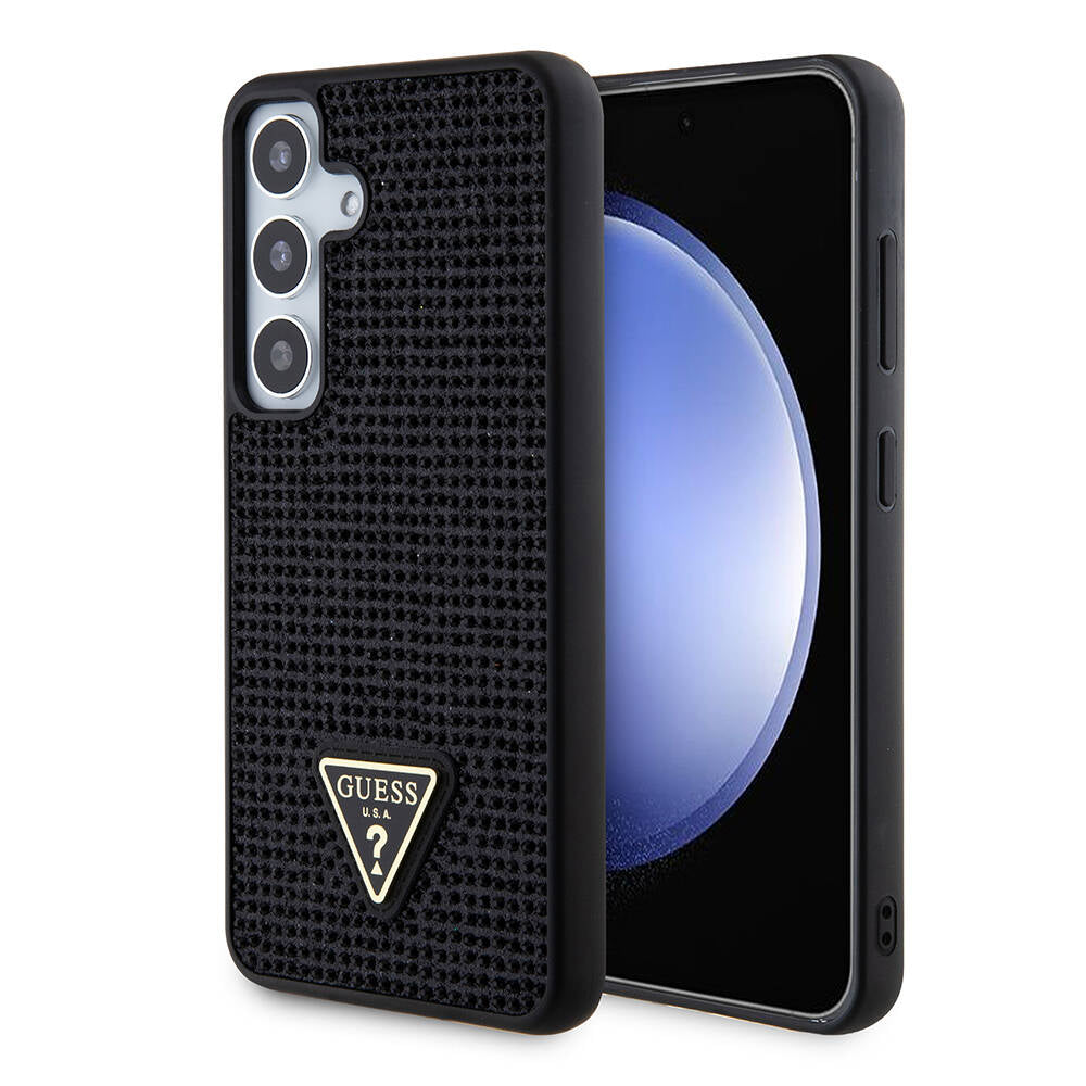 Custodia per Samsung Galaxy S24+ S926, Guess, Logo Triangolo di Strass, Nera