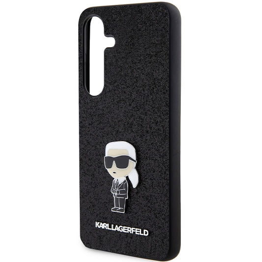 Custodia per Samsung Galaxy S24+ S926, Karl Lagerfeld, Glitter Ikonik Karl Logo, Nera