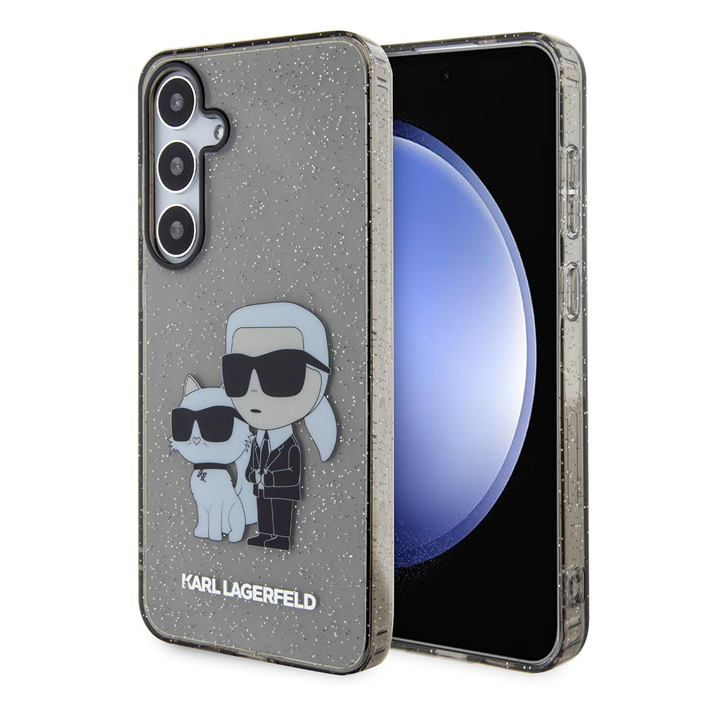Case for Samsung Galaxy S24+ S926, Karl Lagerfeld, Glitter Karl & Choupette, Transparent Black