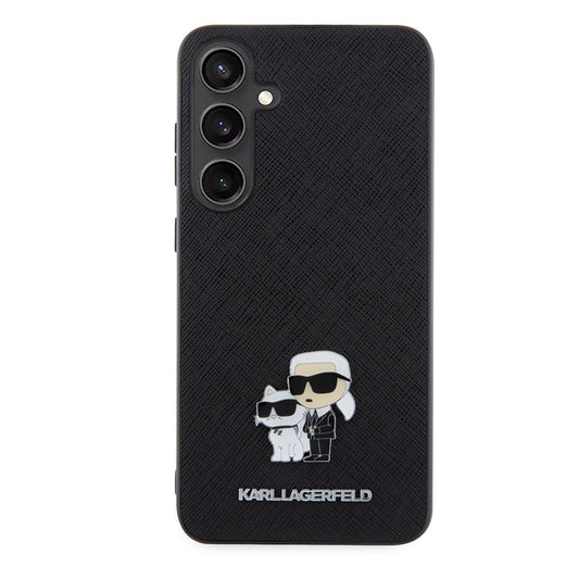 Custodia per Samsung Galaxy S24+ S926, Karl Lagerfeld, Saffiano Karl & Choupette Metal, Nera