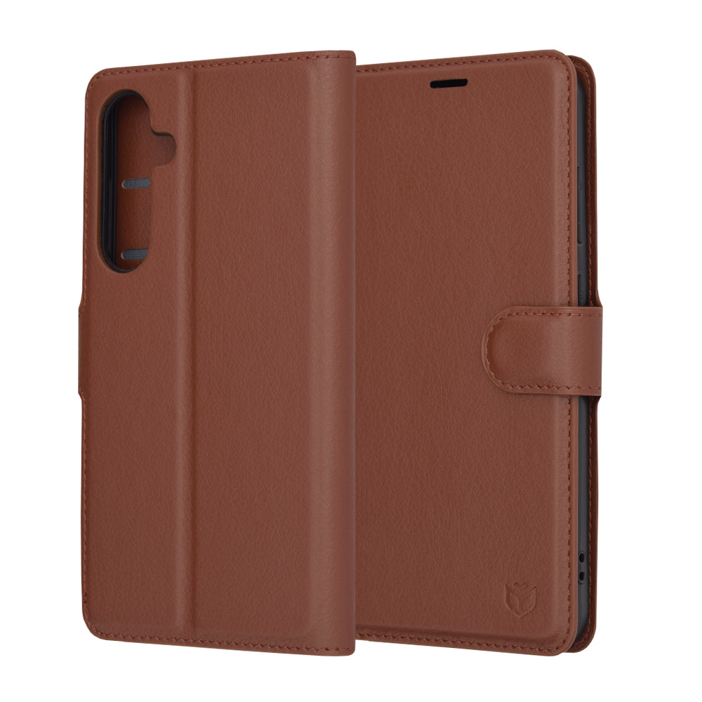 Custodia per Samsung Galaxy S24+ S926, Techsuit, Leather Folio, Marrone