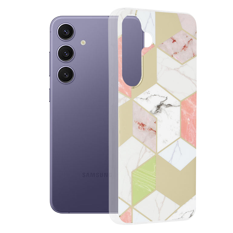 Custodia per Samsung Galaxy S24+ S926, Techsuit, Marble, Viola