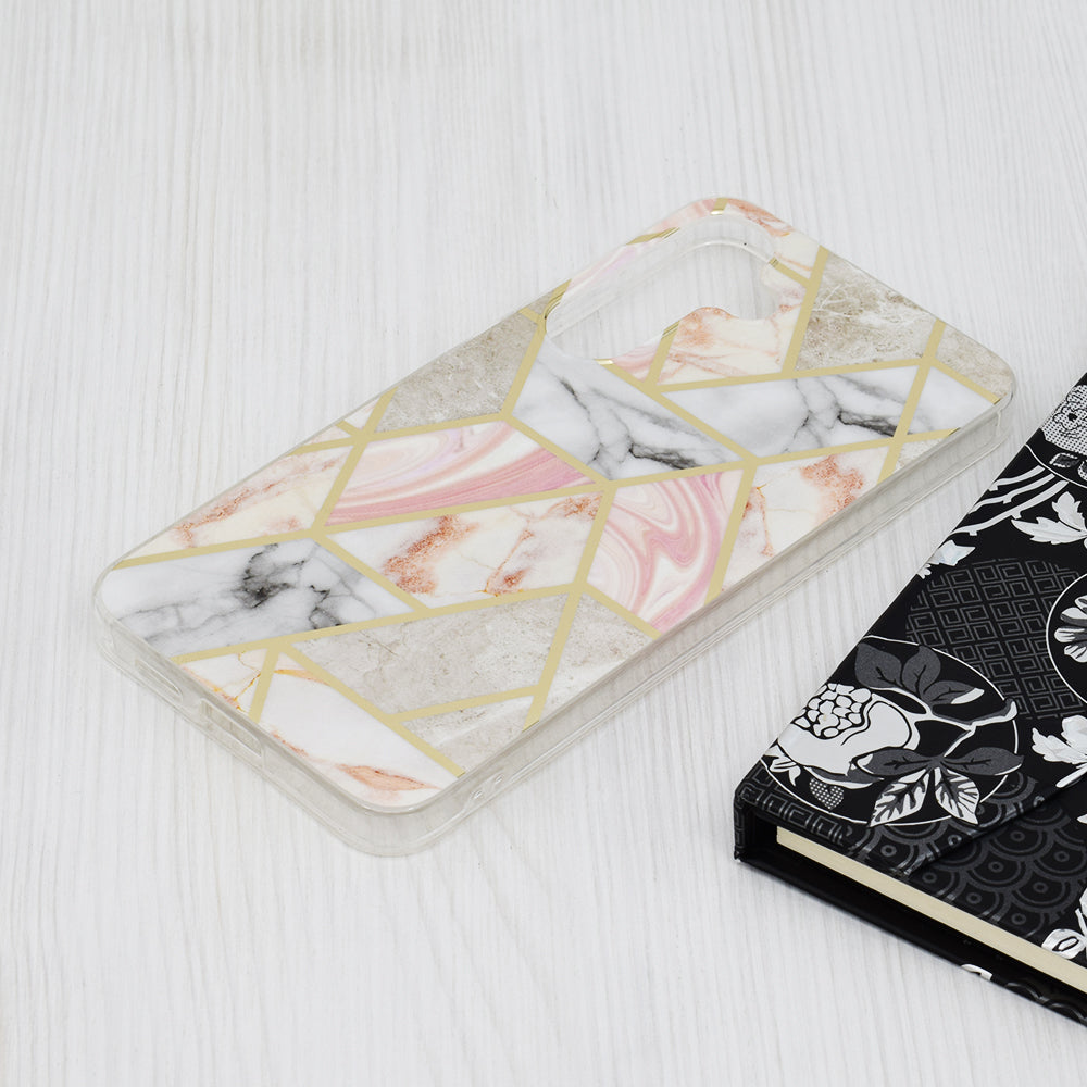 Custodia per Samsung Galaxy S24+ S926, Techsuit, Marble, Rosa