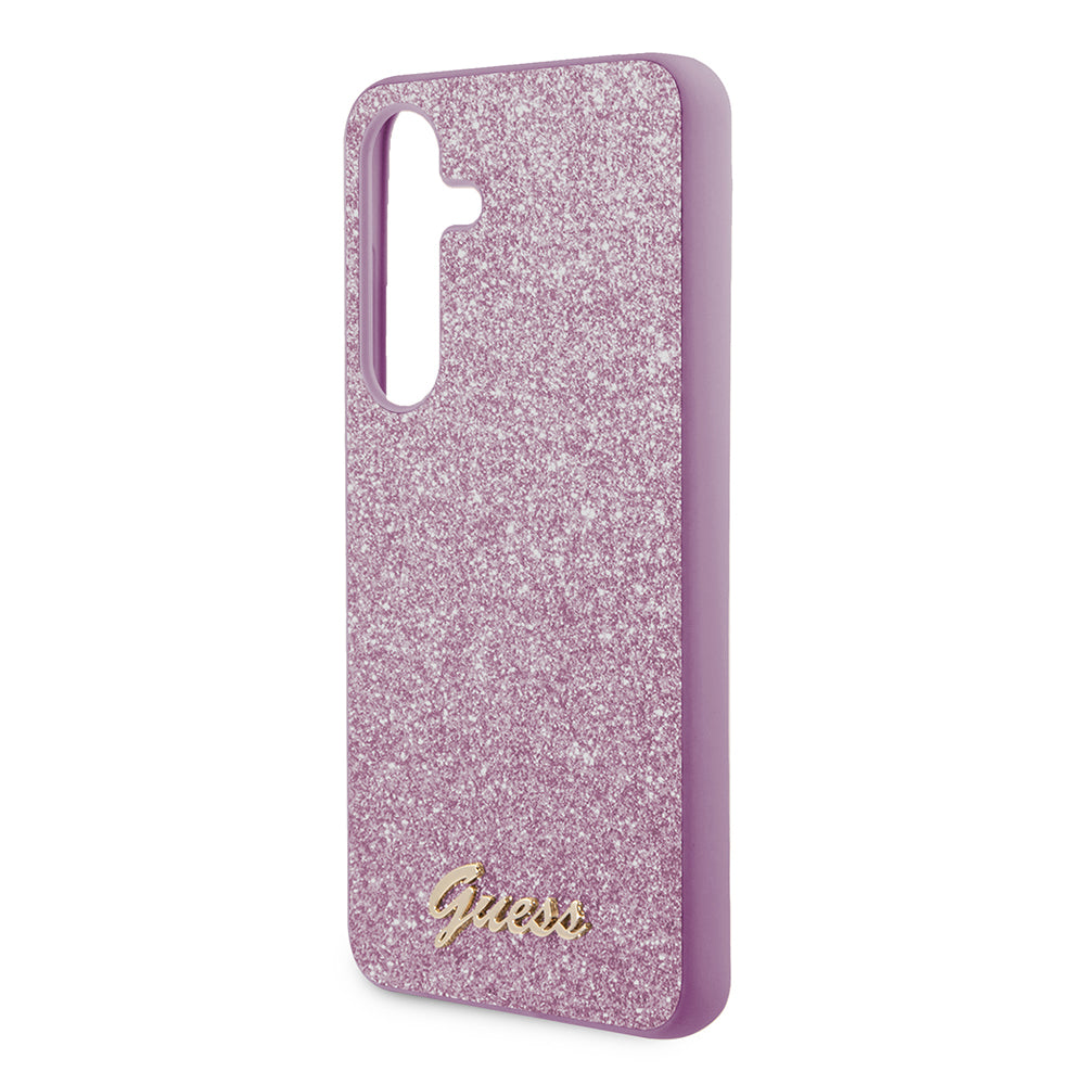 Custodia per Samsung Galaxy S24 S921, Guess, Glitter Script, Viola