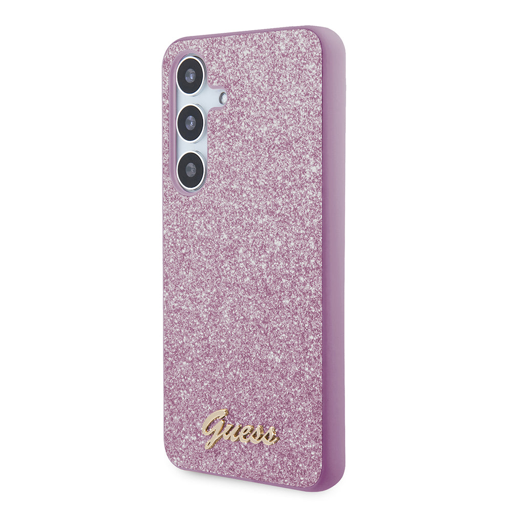 Custodia per Samsung Galaxy S24 S921, Guess, Glitter Script, Viola