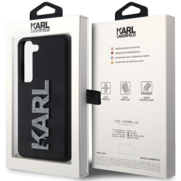 Case for Samsung Galaxy S24 S921, Karl Lagerfeld, 3D Rubber Glitter Logo, Black