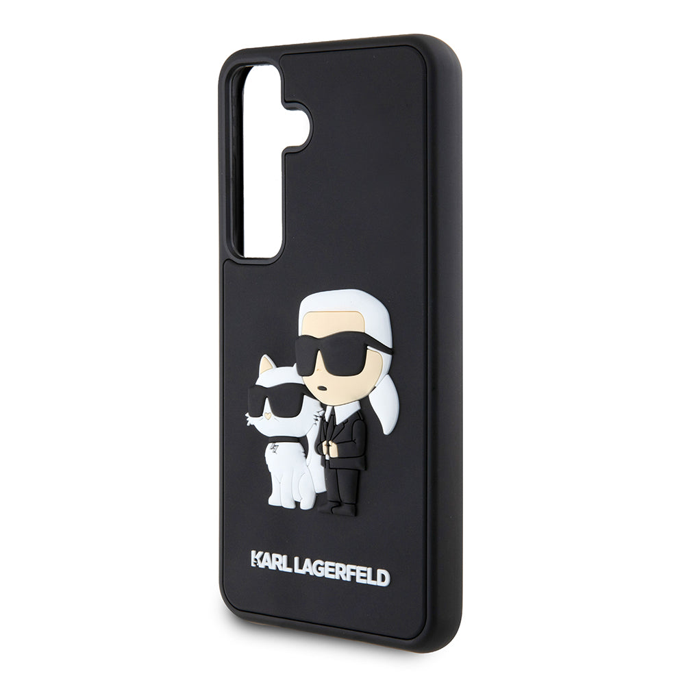 Custodia per Samsung Galaxy S24 S921, Karl Lagerfeld, 3D Rubber Karl & Choupette, Nera