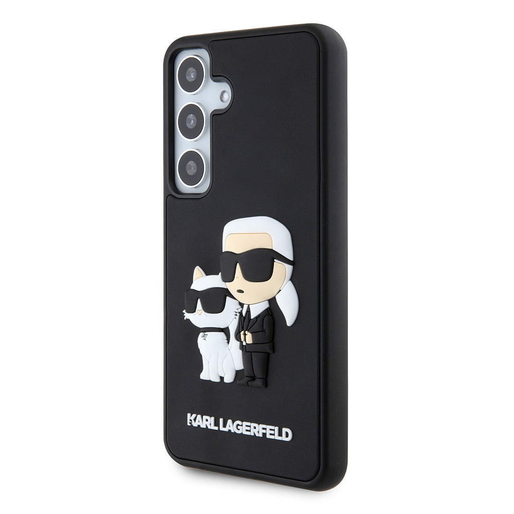 Custodia per Samsung Galaxy S24 S921, Karl Lagerfeld, 3D Rubber Karl & Choupette, Nera