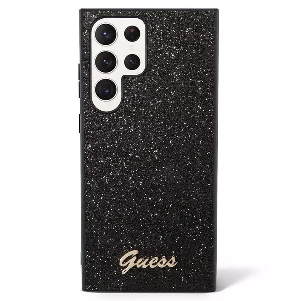 Custodia per Samsung Galaxy S24 Ultra S928, Guess, Glitter Script, Nera