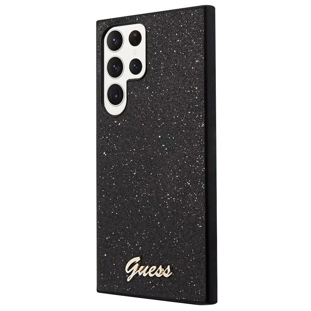 Custodia per Samsung Galaxy S24 Ultra S928, Guess, Glitter Script, Nera