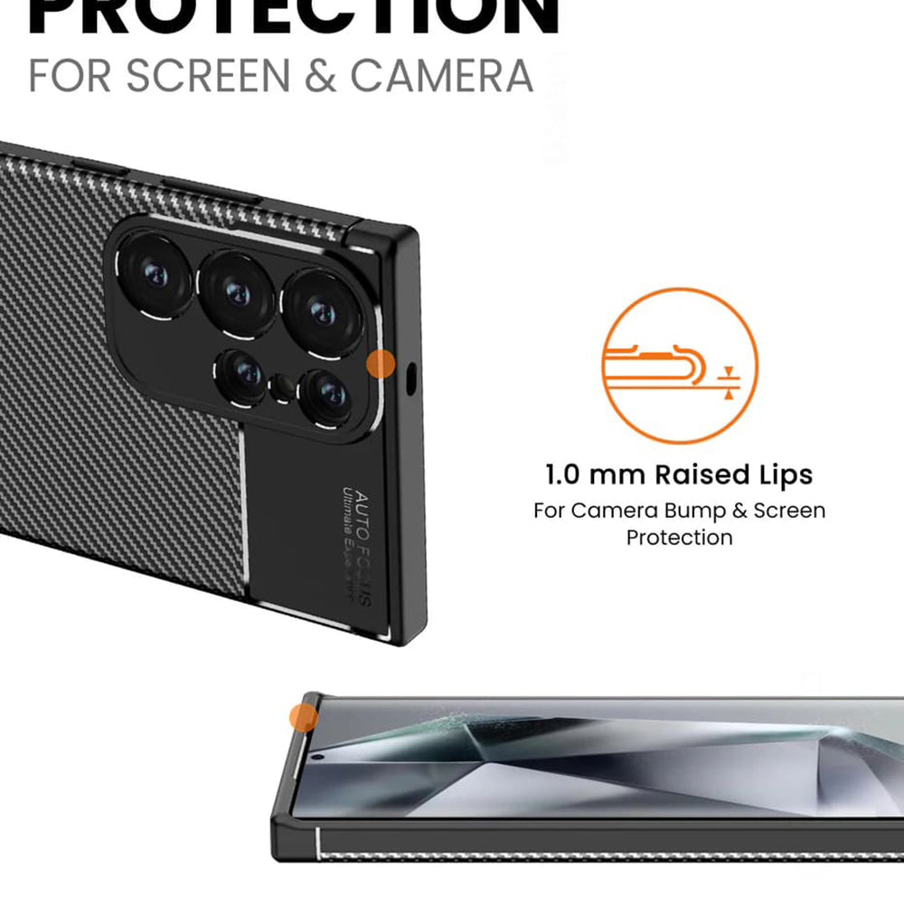 Custodia per Samsung Galaxy S24 Ultra S928, Techsuit, CarbonFiber, Nera
