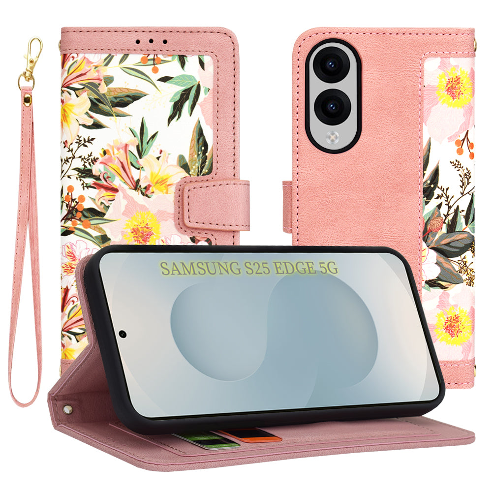 Custodia per Samsung Galaxy S25 Edge S937, Techsuit, FlipCraft, Rosa