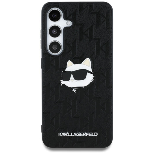 Custodia per Samsung Galaxy S25+ S936, Karl Lagerfeld, Monogram Choupette's Head, Nera