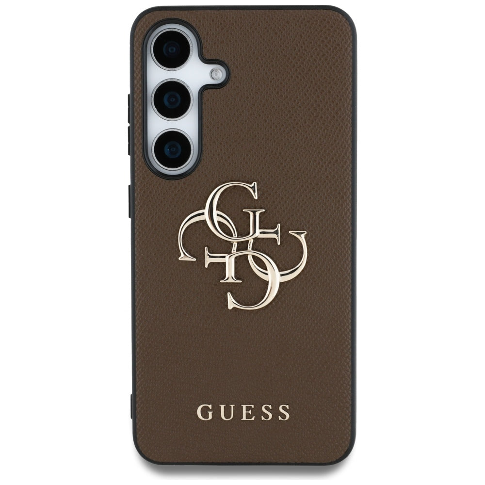 Custodia per Samsung Galaxy S25 S931, Guess, 4G Grained Big and Classic Logo, Marrone