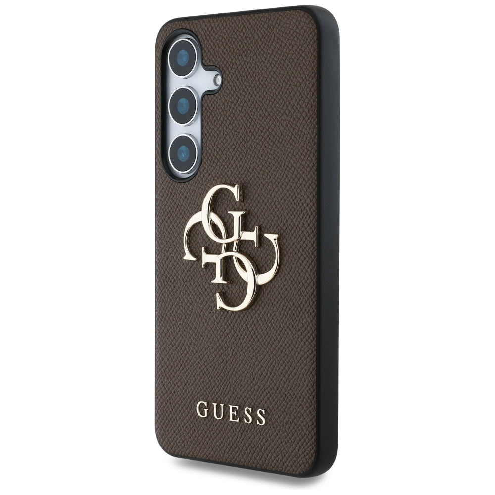 Custodia per Samsung Galaxy S25 S931, Guess, 4G Grained Big and Classic Logo, Marrone