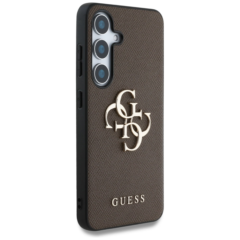 Custodia per Samsung Galaxy S25 S931, Guess, 4G Grained Big and Classic Logo, Marrone