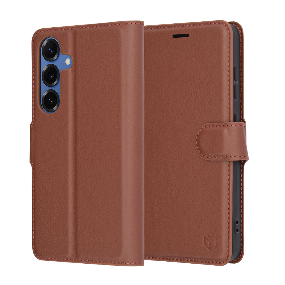Custodia per Samsung Galaxy S25 S931, Techsuit, Leather Folio, Marrone
