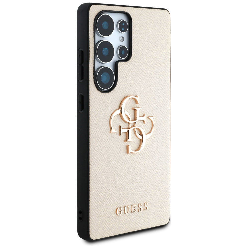 Custodia per Samsung Galaxy S25 Ultra S938, Guess, 4G Grained Big and Classic Logo, Beige
