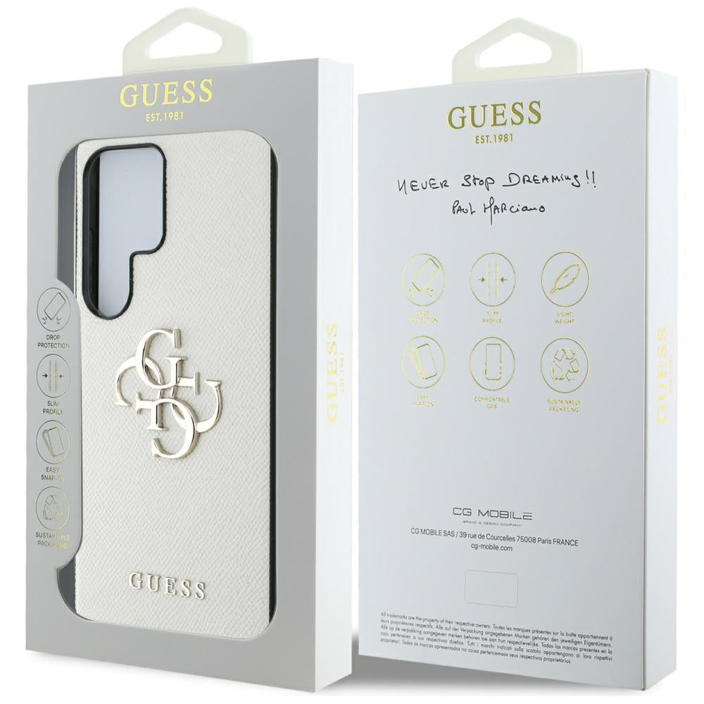 Custodia per Samsung Galaxy S25 Ultra S938, Guess, 4G Grained Big and Classic Logo, Beige