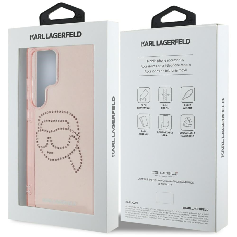 Custodia per Samsung Galaxy S25 Ultra S938, Karl Lagerfeld, IML Luxury Karl's Head, Rosa