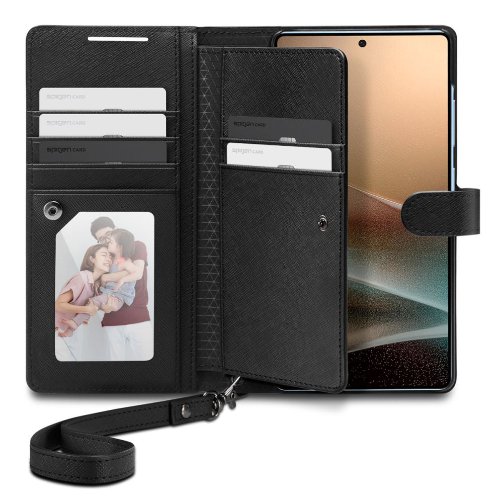 Custodia per Samsung Galaxy S25 Ultra S938, Spigen, Wallet S, Nera ACS09124