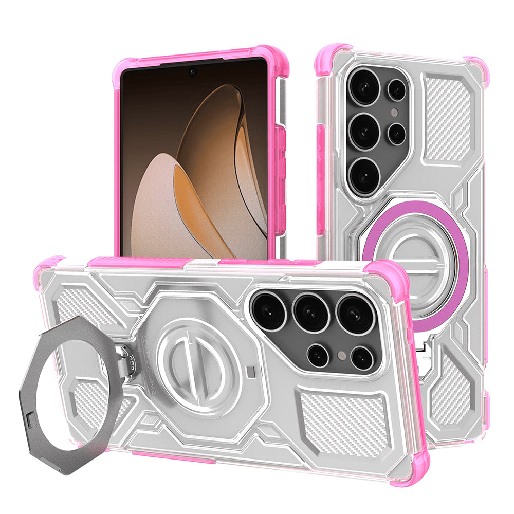 Custodia per Samsung Galaxy S25 Ultra S938, Techsuit, Carbon Shield Pro, Rosa