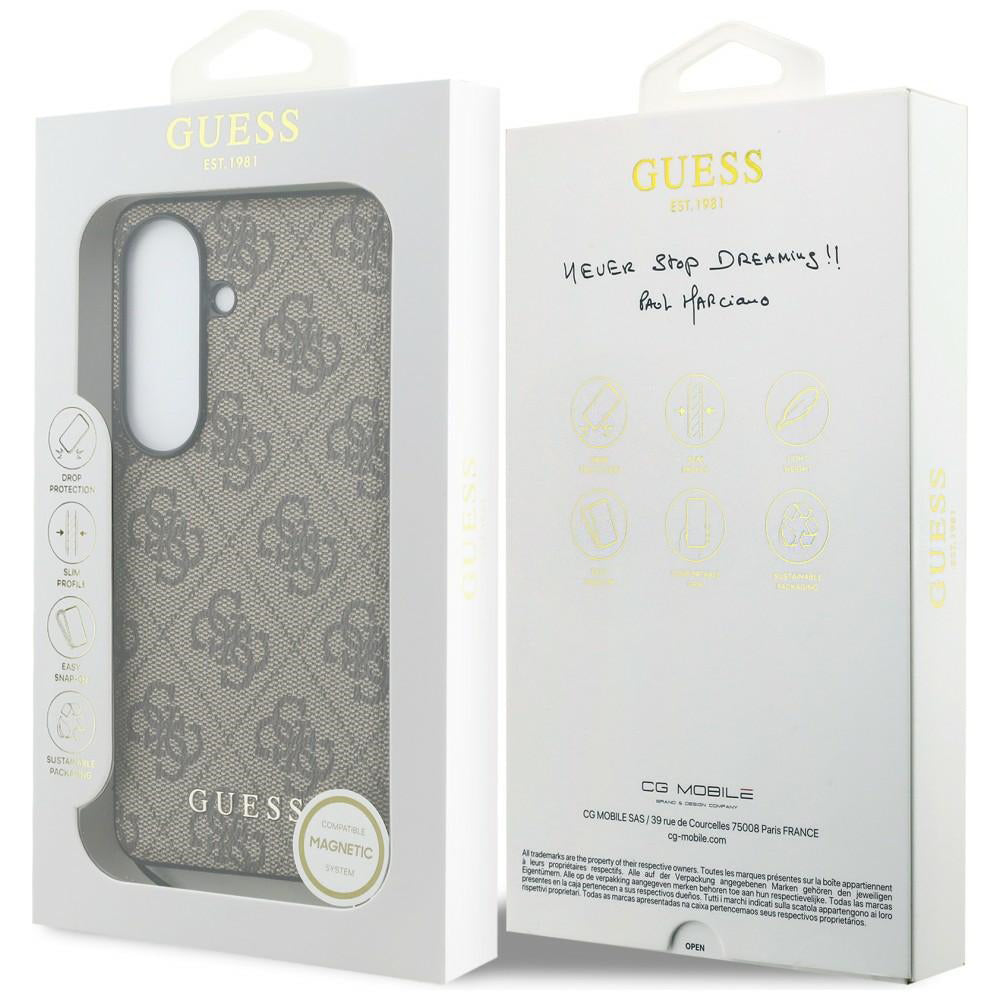 Custodia per Samsung Galaxy S26 S942, Guess, 4G Classic Logo Charm, Marrone