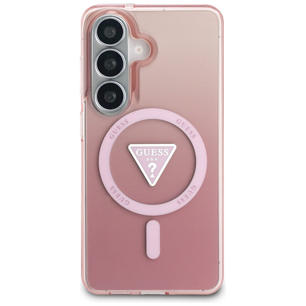 Custodia MagSafe per Samsung Galaxy S26 S942, Guess, IML Gradient Triangle Logo, Rosa