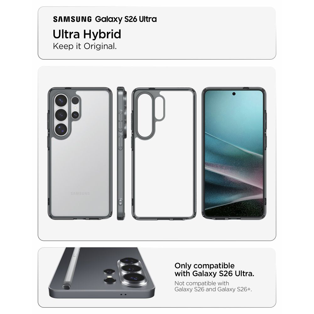 Custodia per Samsung Galaxy S26 Ultra S948, Spigen, Ultra Hybrid, Fumé