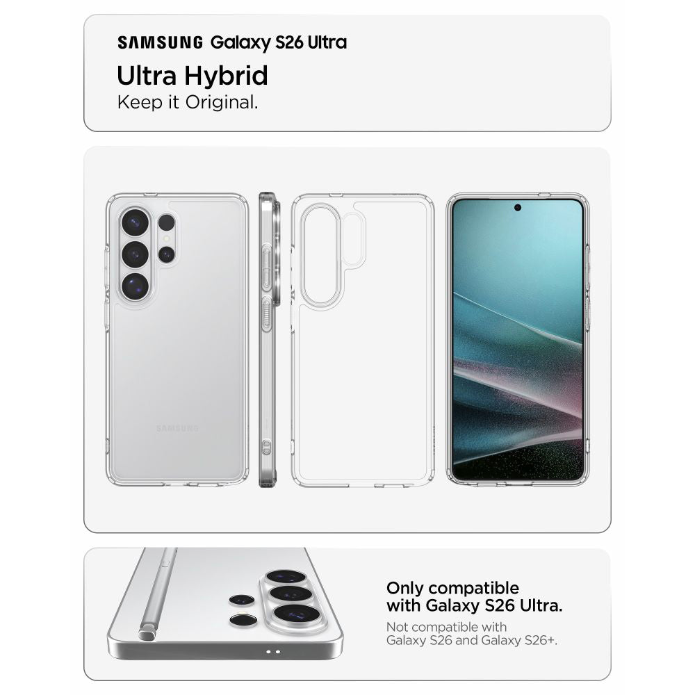 Custodia per Samsung Galaxy S26 Ultra S948, Spigen, Ultra Hybrid, Trasparente ACS10677
