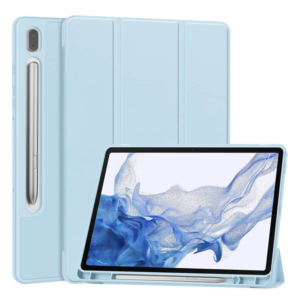 Custodia per Samsung Galaxy Tab S10 FE+, Techsuit, Flex Trifold, blu pastello