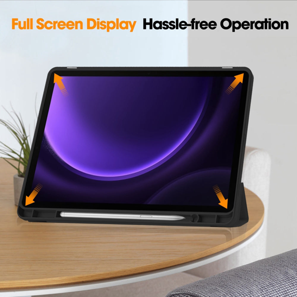 Custodia per Samsung Galaxy Tab S10 FE / Tab S9 FE / Tab S9, Techsuit, Flex Trifold, Nera
