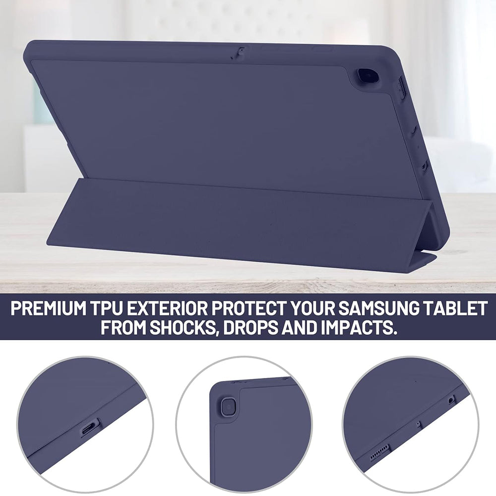 Custodia per Samsung Galaxy Tab S6 Lite (2024) / Tab S6 Lite (2022) / Tab S6 Lite (2020), Techsuit, Flex Trifold, Blu scuro