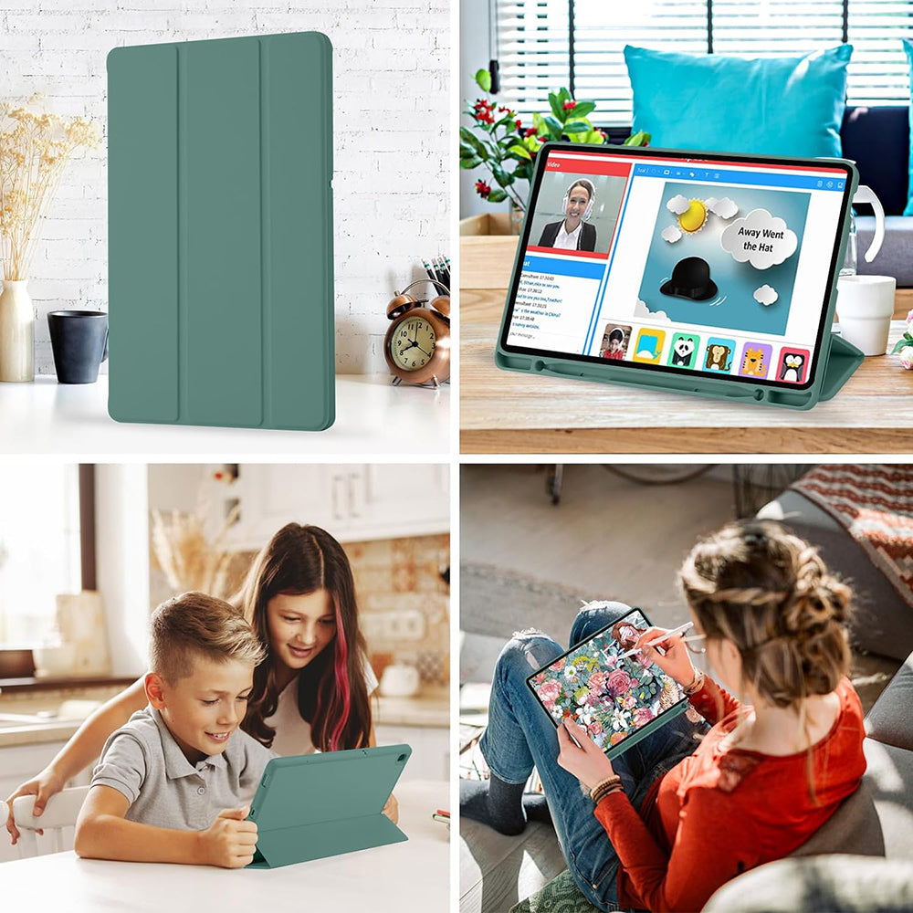 Custodia per Samsung Galaxy Tab S6 Lite (2024) / Tab S6 Lite (2022) / Tab S6 Lite (2020), Techsuit, Flex Trifold, Verde