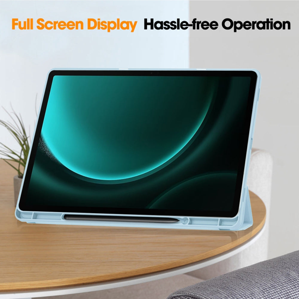 Custodia per Samsung Galaxy Tab S9 FE+, Techsuit, Flex Trifold, Blu