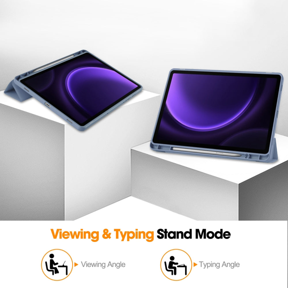 Custodia per Samsung Galaxy Tab S9 FE / Tab S9 / Tab S10 FE, Techsuit, Flex Trifold, Viola
