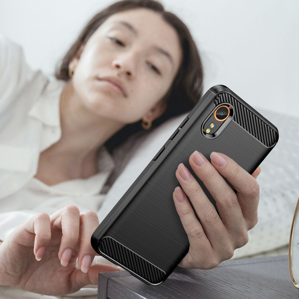 Custodia per Samsung Galaxy Xcover7 G556, Techsuit, Carbonio, Nera