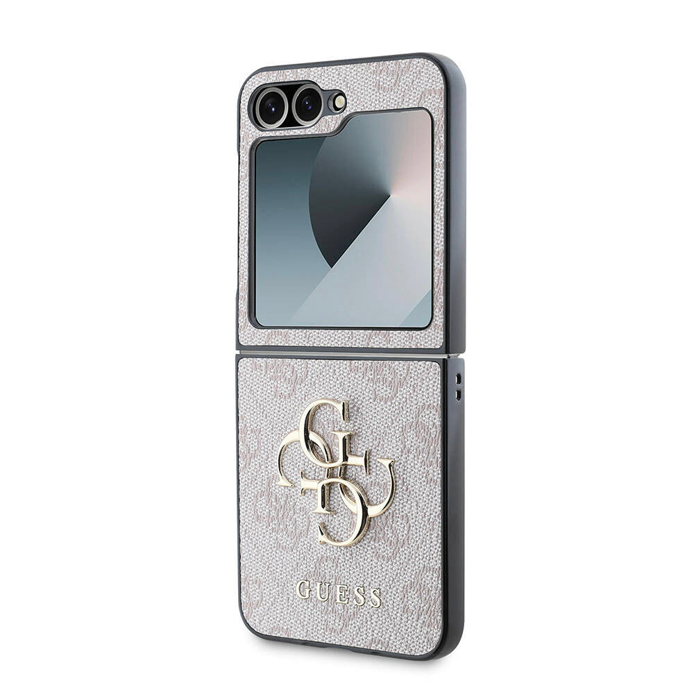 Custodia per Samsung Galaxy Z Flip7 F766, Guess, Logo Metallico 4G, Rosa